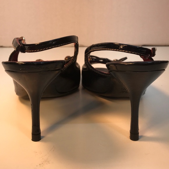Gucci Black SlingBack OpenToe Leather Heels Sz 7.5 - Picture 4 of 8